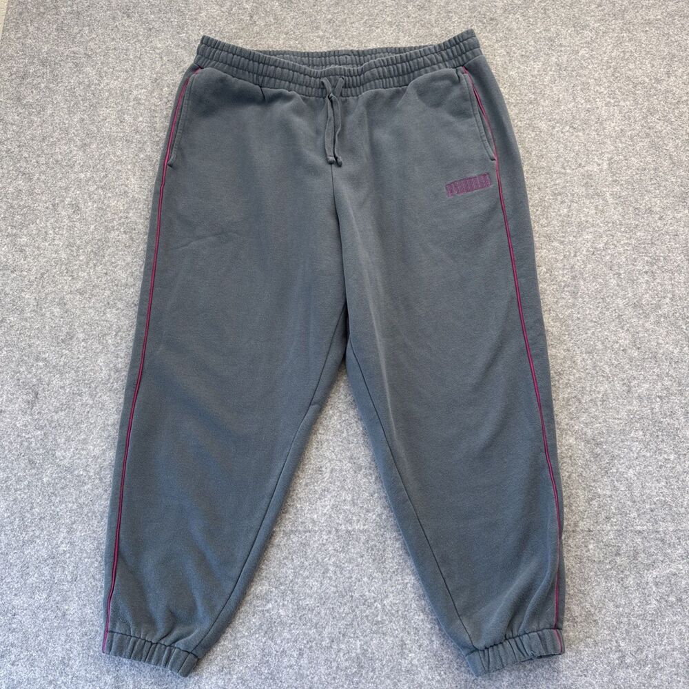 Gray PUMA Sweat Pants Pink Stripe Size XXL Used